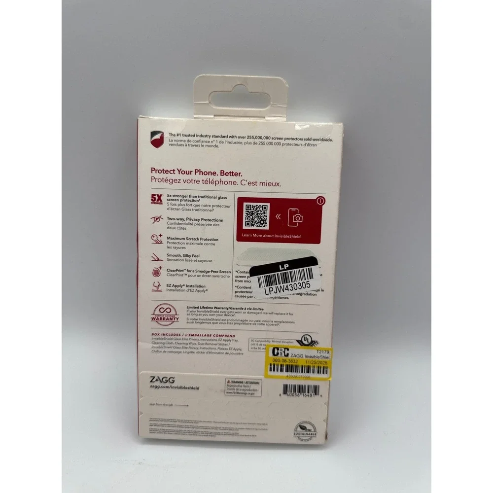 ZAGG Glass Elite Privacy Screen Protector iPhone 14 Pro 13 Pro‎ 13 NIB 2-Way